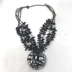 Cj Costume Beaded Crystals Marble Murano Embellishment Statement 18" Neckkace